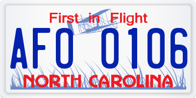NC license plate AFO0106