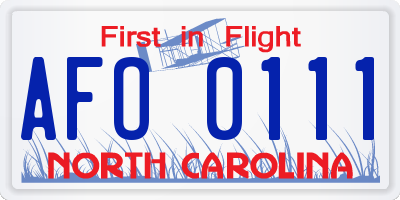 NC license plate AFO0111