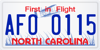 NC license plate AFO0115
