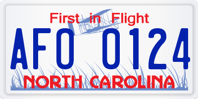 NC license plate AFO0124