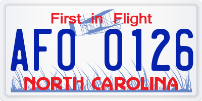 NC license plate AFO0126