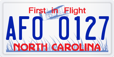 NC license plate AFO0127