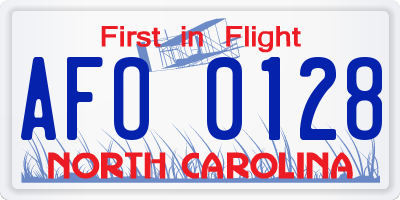 NC license plate AFO0128