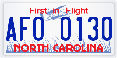 NC license plate AFO0130