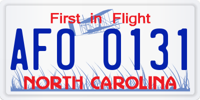 NC license plate AFO0131