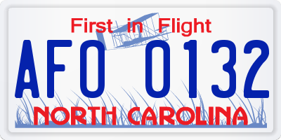 NC license plate AFO0132