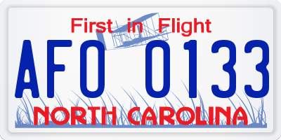 NC license plate AFO0133