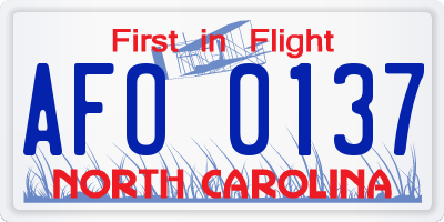 NC license plate AFO0137