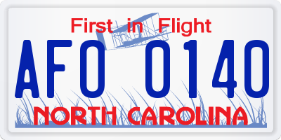 NC license plate AFO0140