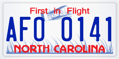 NC license plate AFO0141