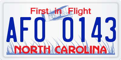 NC license plate AFO0143