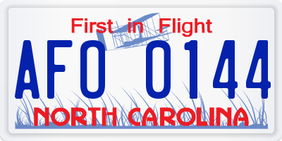 NC license plate AFO0144