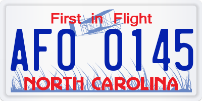 NC license plate AFO0145
