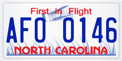 NC license plate AFO0146