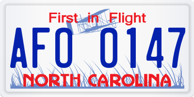 NC license plate AFO0147