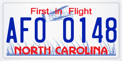 NC license plate AFO0148