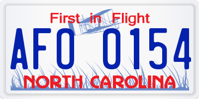 NC license plate AFO0154
