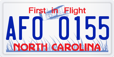 NC license plate AFO0155