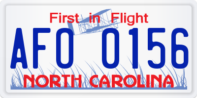 NC license plate AFO0156