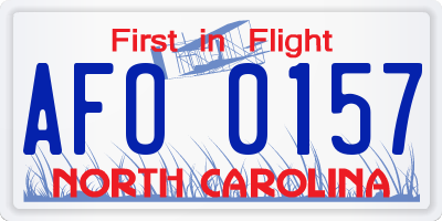 NC license plate AFO0157