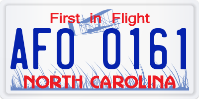 NC license plate AFO0161