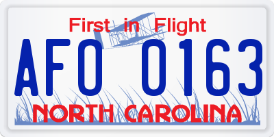 NC license plate AFO0163