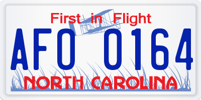 NC license plate AFO0164