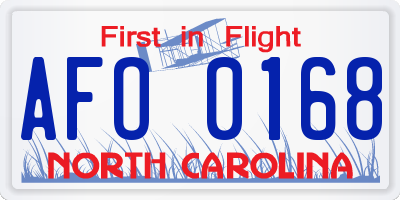 NC license plate AFO0168