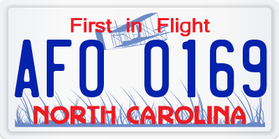 NC license plate AFO0169