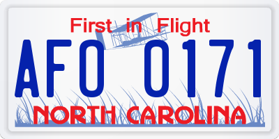 NC license plate AFO0171