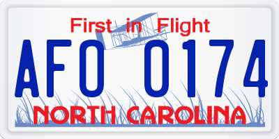 NC license plate AFO0174