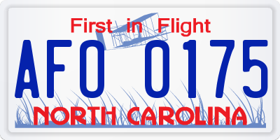 NC license plate AFO0175