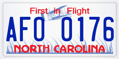 NC license plate AFO0176
