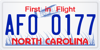 NC license plate AFO0177