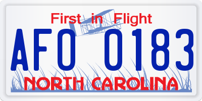 NC license plate AFO0183