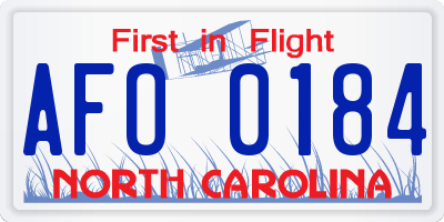 NC license plate AFO0184