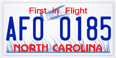 NC license plate AFO0185