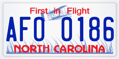NC license plate AFO0186