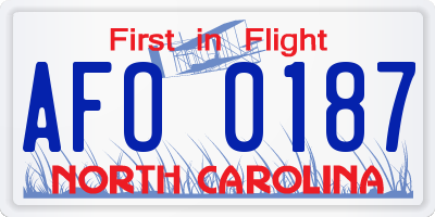 NC license plate AFO0187