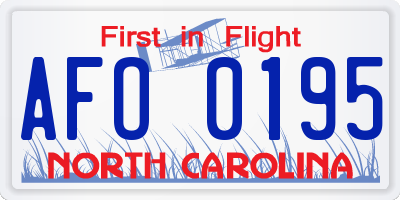 NC license plate AFO0195