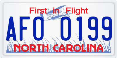NC license plate AFO0199