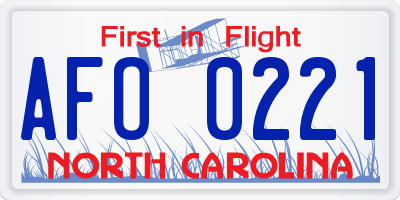 NC license plate AFO0221