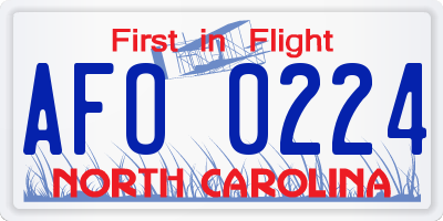 NC license plate AFO0224