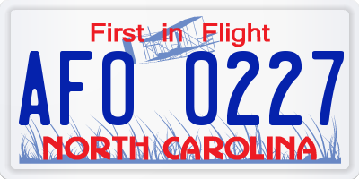 NC license plate AFO0227