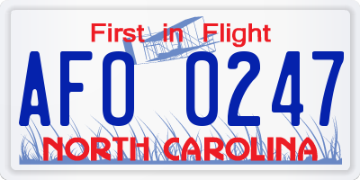 NC license plate AFO0247
