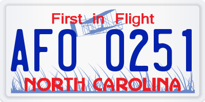 NC license plate AFO0251