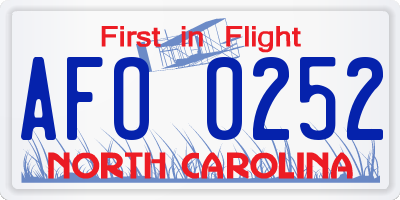 NC license plate AFO0252