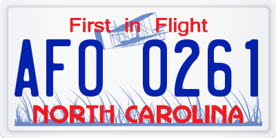 NC license plate AFO0261