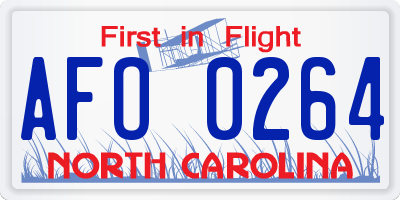 NC license plate AFO0264