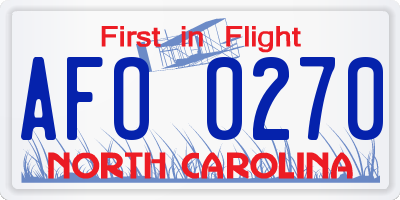 NC license plate AFO0270